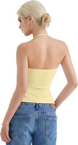 SUUKSESS Women Halter Double Lined Tank Top Backless Going Out Camisole Crop Top in Saudi Arabia