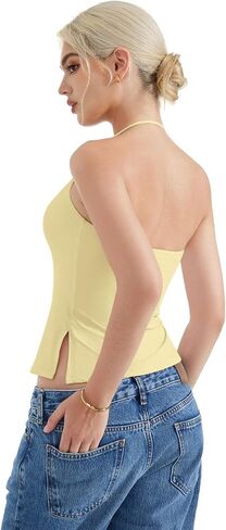 SUUKSESS Women Halter Double Lined Tank Top Backless Going Out Camisole Crop Top in Saudi Arabia
