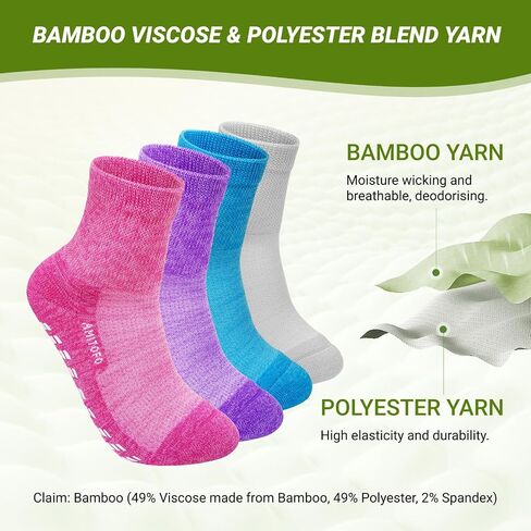 CaiDieNu Non Slip Diabetic Ankle Socks: Bamboo Viscose Non Binding Hospital Socks with Grip for Women Men Elderly 4 Pairs in Saudi Arabia