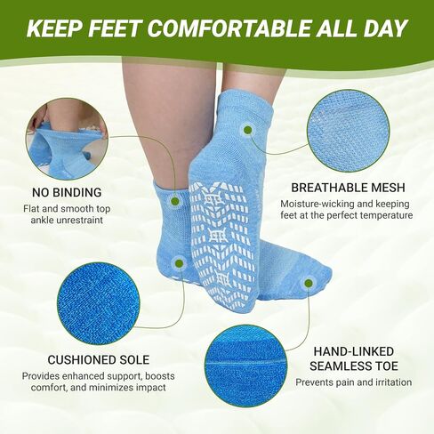 CaiDieNu Non Slip Diabetic Ankle Socks: Bamboo Viscose Non Binding Hospital Socks with Grip for Women Men Elderly 4 Pairs in Saudi Arabia