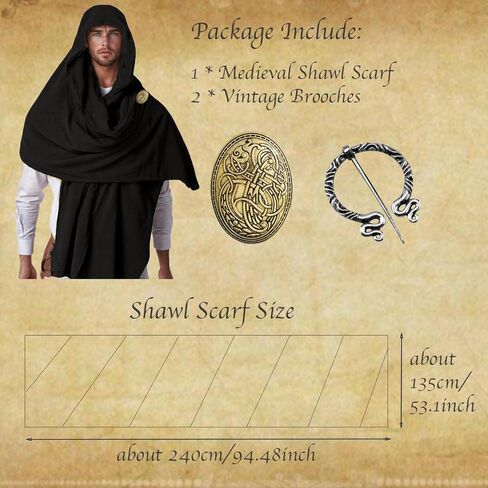 Post Apocalyptic Shawl Scarf Medieval Cowl Renaissance Scarf Cosplay Costume in Kuwait