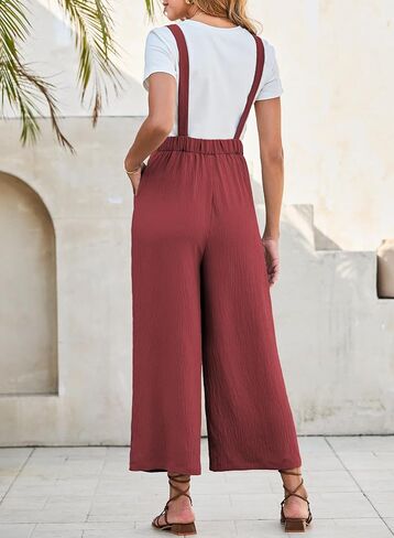 Dokotoo Womens Jumpsuits Button Up Side Pockets Wide Leg Overalls Loose Fit Rompers Pants One Piece Outfits in Saudi Arabia