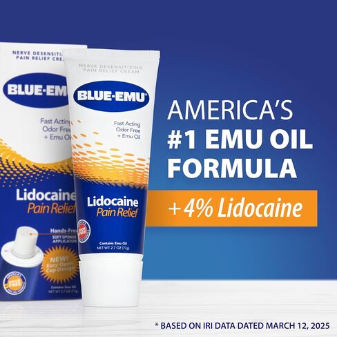 BLUE-EMU Lidocaine Pain Relief Cream for Fast, Numbing Relief, 2.7 Oz, 1 Pack in Saudi Arabia