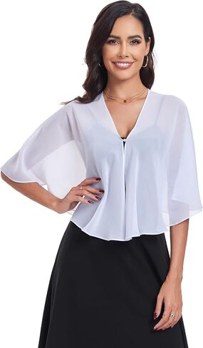 Sheer Shawls and Wraps for Formal Evening Party Chiffon V Neck Capelets for Women Wedding Guest Shawl in Saudi Arabia