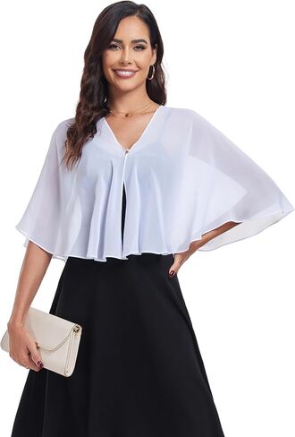 Sheer Shawls and Wraps for Formal Evening Party Chiffon V Neck Capelets for Women Wedding Guest Shawl in Saudi Arabia