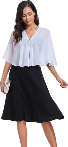 Sheer Shawls and Wraps for Formal Evening Party Chiffon V Neck Capelets for Women Wedding Guest Shawl in Saudi Arabia