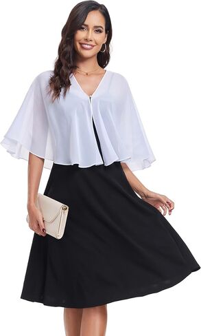 Sheer Shawls and Wraps for Formal Evening Party Chiffon V Neck Capelets for Women Wedding Guest Shawl in Saudi Arabia