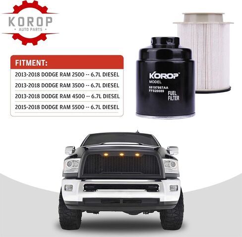 6.7 Cummins Fuel Filter Filter Seleator Set Fits for Dodge Ram 6.7L Cummins Diesel 2013-2018 2500 3500 4500 5500 repaces# 68197867aa 68157291aa 1 in Kuwait