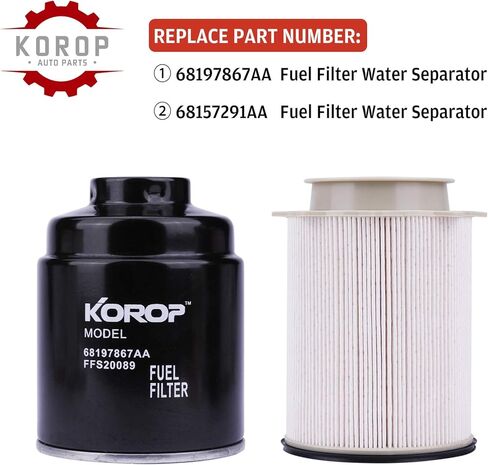 6.7 Cummins Fuel Filter Filter Seleator Set Fits for Dodge Ram 6.7L Cummins Diesel 2013-2018 2500 3500 4500 5500 repaces# 68197867aa 68157291aa 1 in Kuwait