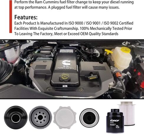 6.7 Cummins Fuel Filter Filter Seleator Set Fits for Dodge Ram 6.7L Cummins Diesel 2013-2018 2500 3500 4500 5500 repaces# 68197867aa 68157291aa 1 in Kuwait