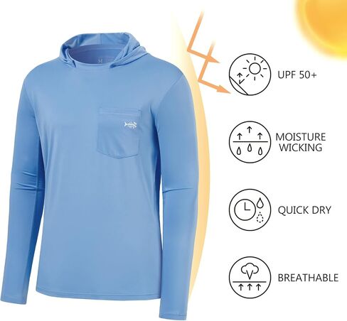 BASSDASH Men’s UPF 50+ Fishing Hoodie Shirts with Chest Pocket Lightweight UV Sun Protection Long Sleeve Hiking Sports FS34M in Saudi Arabia