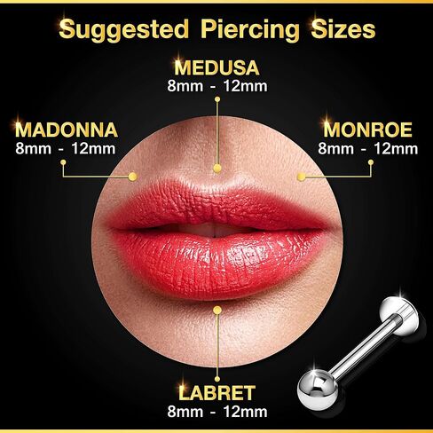 KJM FASHION 4 قطع Labret الشفاه خواتم الكرة العمودية Labret Auricle Rim للأمام حلق مونرو ثقب المجوهرات اختيار الحجم واللون in Kuwait