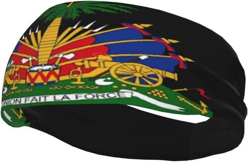 Cute Haiti Flag Sweatband Sports Headband Women Men Hairband for Running,Cycling,Yoga,Headbands for Women and Men in Kuwait