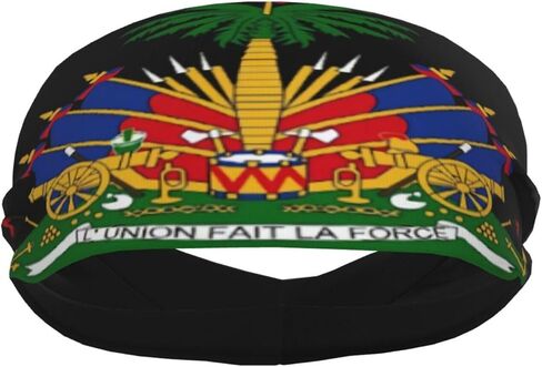 Cute Haiti Flag Sweatband Sports Headband Women Men Hairband for Running,Cycling,Yoga,Headbands for Women and Men in Kuwait