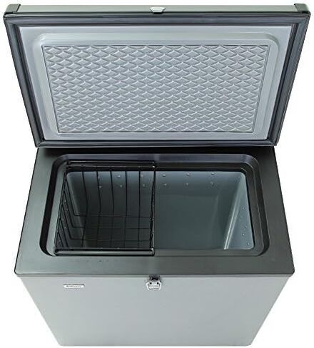 SMETA 12v Portable Refrigerator Propane Freezer RV Freezer 110/12 volt Chest Outdoor Camping Freezer Deep Electric LPG AC/DC 3-way Gas Absorption Chest Freezer Cooler Off Solar for RV, 2.4 Cu.Ft, Black with Lock in Kuwait