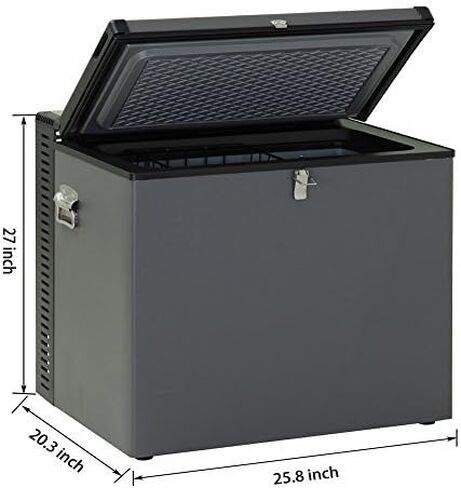 SMETA 12v Portable Refrigerator Propane Freezer RV Freezer 110/12 volt Chest Outdoor Camping Freezer Deep Electric LPG AC/DC 3-way Gas Absorption Chest Freezer Cooler Off Solar for RV, 2.4 Cu.Ft, Black with Lock in Kuwait