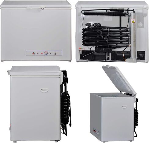 SMETA 12 فولت ثلاجة محمولة البروبان الفريزر RV الفريزر 110/12 فولت الصدر التخييم في الهواء الطلق الفريزر العميق الكهربائية LPG AC / DC 3-way امتصاص الغاز الصدر الفريزر برودة قبالة الشمسية لRV، 2.4 قدم مكعب، أسود مع قفل in Kuwait