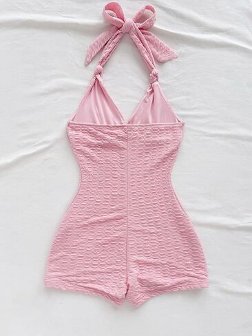 MakeMeChic Women's Halter Short Rompers Summer One Piece Jumpsuits Backless Shapewear in Saudi Arabia