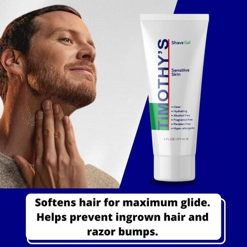 Organic Natural Shave Gel for Sensitive Skin by Timothy's Travel size Unscented Shave Gel 3 oz. Paraben Free Alcohol Free Fragrance Free in Saudi Arabia