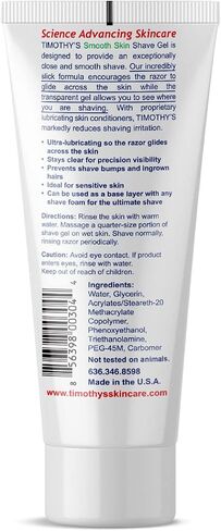 Organic Natural Shave Gel for Sensitive Skin by Timothy's Travel size Unscented Shave Gel 3 oz. Paraben Free Alcohol Free Fragrance Free in Saudi Arabia