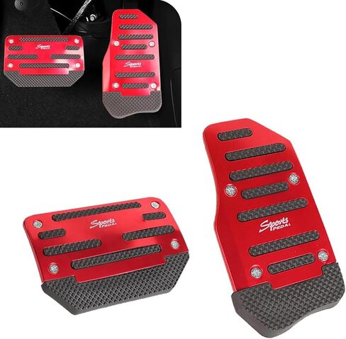 2 PCS Non-Slip Pedal Pads Set, Alloy & Rubber Grip Accelerator Brake Covers, No-Drill Auto Pedal Protectors, Universal for Cars, Trucks, Vans (Silver) in Saudi Arabia