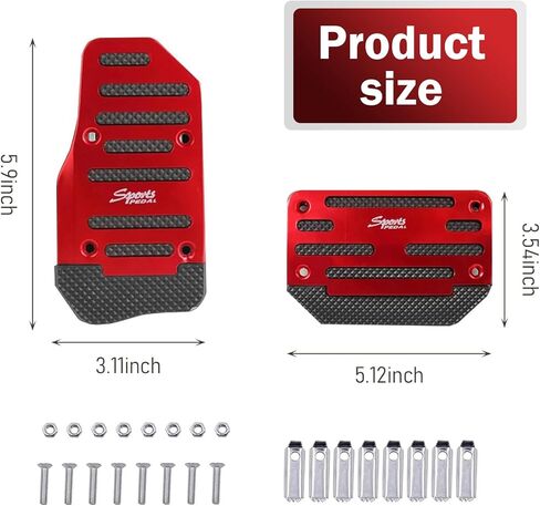 2 PCS Non-Slip Pedal Pads Set, Alloy & Rubber Grip Accelerator Brake Covers, No-Drill Auto Pedal Protectors, Universal for Cars, Trucks, Vans (Silver) in Saudi Arabia