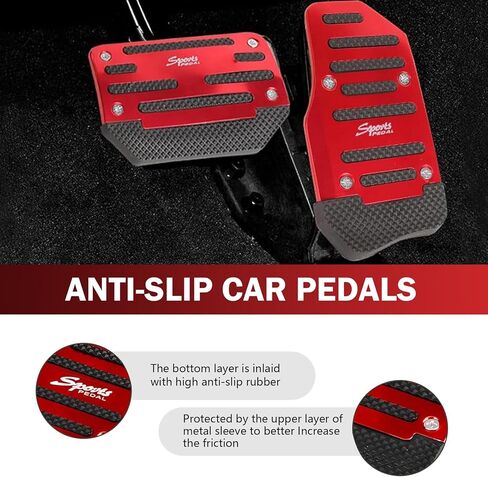 2 PCS Non-Slip Pedal Pads Set, Alloy & Rubber Grip Accelerator Brake Covers, No-Drill Auto Pedal Protectors, Universal for Cars, Trucks, Vans (Silver) in Saudi Arabia