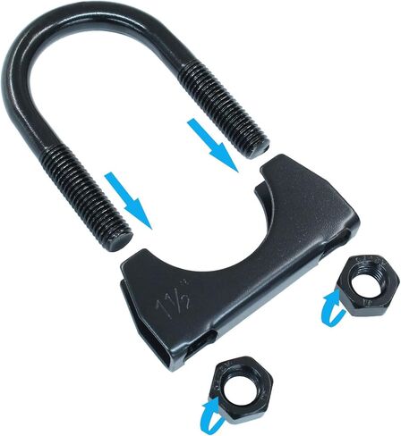 1-1/2 "u مشبك U-Bolt الثقيل ، 2pcs سجلة سرج من الفولاذ المقاوم للصدأ الأسود لنظام عادم الدراجات النارية RV UTV in Kuwait