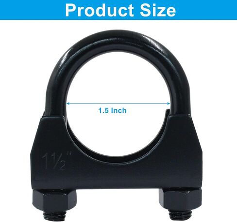1-1/2" U Heavy Duty U-Bolt Clamp, 2Pcs Black Stainless Steel Muffler Clamps Saddle Style for RV UTV Tractor Motorcycle Exhaust System in Saudi Arabia