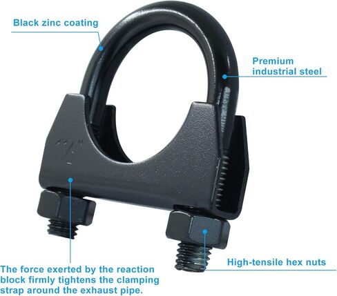 1-1/2 "u مشبك U-Bolt الثقيل ، 2pcs سجلة سرج من الفولاذ المقاوم للصدأ الأسود لنظام عادم الدراجات النارية RV UTV in Kuwait