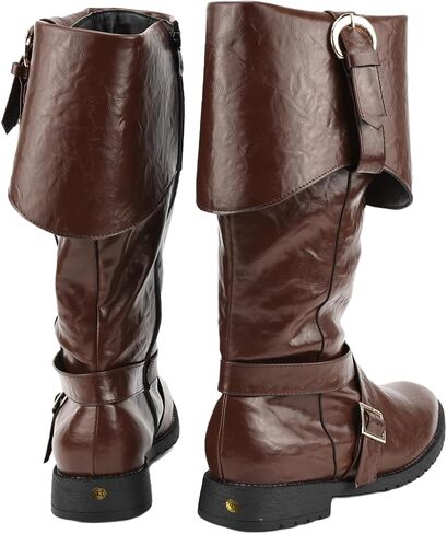 Mens Renaissance Pirate Viking Boots Steampunk Vintage Stage Button Boot for Halloween in Saudi Arabia