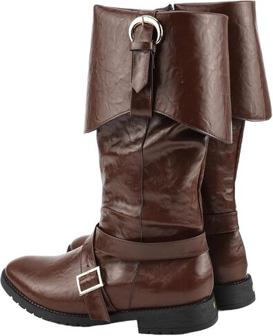 Mens Renaissance Pirate Viking Boots Steampunk Vintage Stage Button Boot for Halloween in Saudi Arabia
