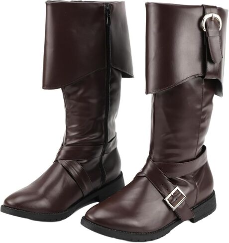 Mens Renaissance Pirate Viking Boots Steampunk Vintage Stage Button Boot for Halloween in Saudi Arabia