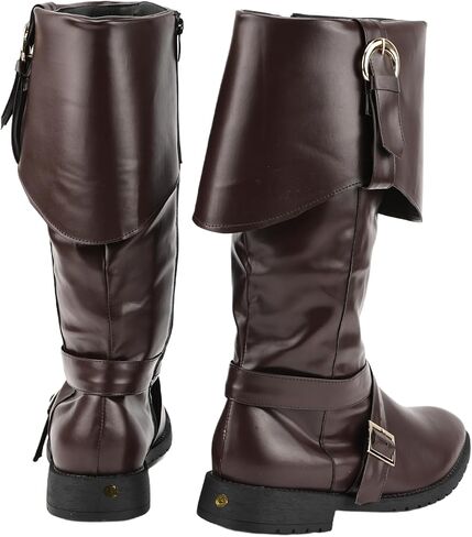 Mens Renaissance Pirate Viking Boots Steampunk Vintage Stage Button Boot for Halloween in Saudi Arabia