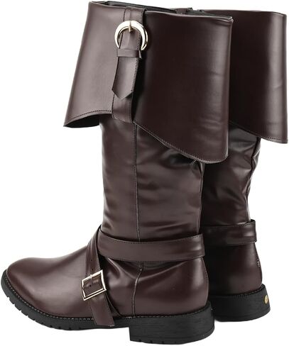 Mens Renaissance Pirate Viking Boots Steampunk Vintage Stage Button Boot for Halloween in Saudi Arabia