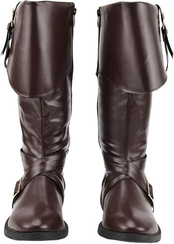 Mens Renaissance Pirate Viking Boots Steampunk Vintage Stage Button Boot for Halloween in Saudi Arabia