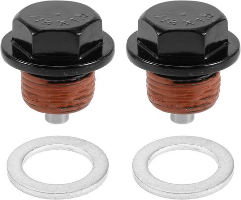 Universal Oil Drain Plug Anti Leakage Oil Pan Drain Bolt Screw Thread Repair Aluminum 2 Set with Gasket Black Red Magnetic M18x1.5 in Kuwait