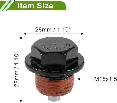 Universal Oil Drain Plug Anti Leakage Oil Pan Drain Bolt Screw Thread Repair Aluminum 2 Set with Gasket Black Red Magnetic M18x1.5 in Kuwait
