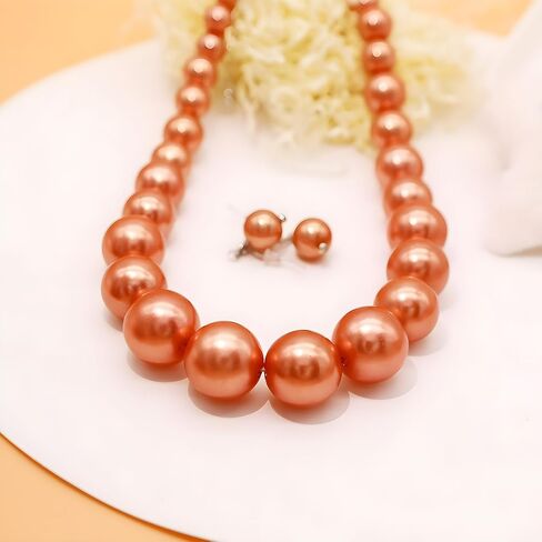 Utop Big Pearl Choker Necklace for Women Faux Pearl Beads Strand Necklace Earrings Set 1920s Pearl Costume Jewelry in Kuwait