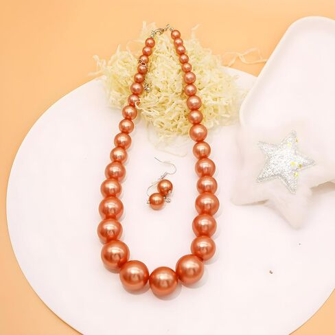 Utop Big Pearl Choker Necklace for Women Faux Pearl Beads Strand Necklace Earrings Set 1920s Pearl Costume Jewelry in Kuwait