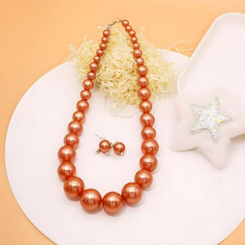 Utop Big Pearl Choker Necklace for Women Faux Pearl Beads Strand Necklace Earrings Set 1920s Pearl Costume Jewelry in Kuwait