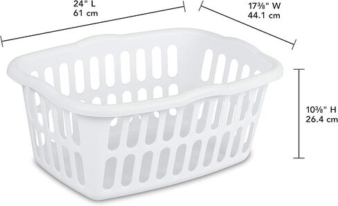 Sterilite 1.5 Bushel Plastic Clothes Laundry Basket Bins for Carrying, Sorting, and Folding Clothes, Assorted White and Aqua (24 Pack) in Kuwait