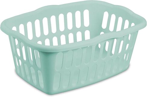 Sterilite 1.5 Bushel Plastic Clothes Laundry Basket Bins for Carrying, Sorting, and Folding Clothes, Assorted White and Aqua (24 Pack) in Kuwait