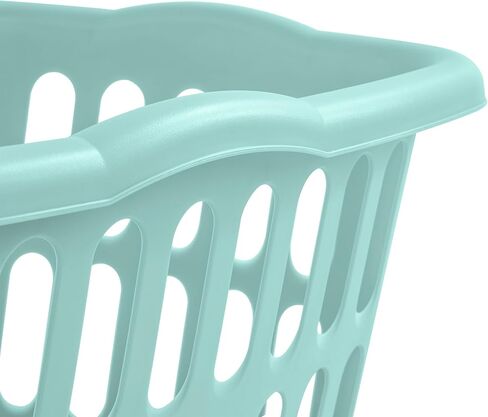 Sterilite 1.5 Bushel Plastic Clothes Laundry Basket Bins for Carrying, Sorting, and Folding Clothes, Assorted White and Aqua (24 Pack) in Kuwait