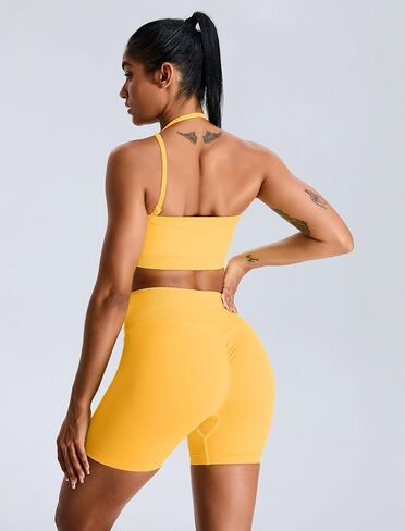 مجموعة تجريب ABOCIW Womens SELESS عالية الخصر SCRUNCH SCRUNCH SHORTS STRAP BANEAU BANEAU SPORTS BRA GYM SET in Saudi Arabia
