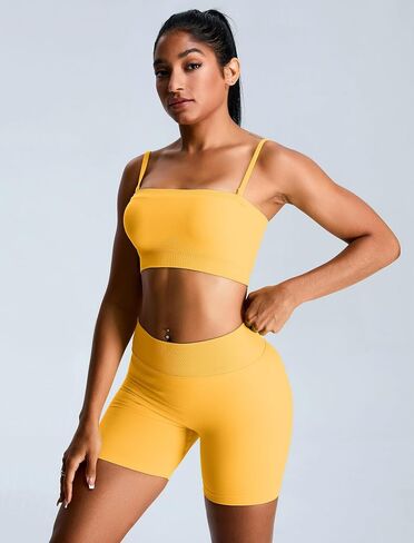 مجموعة تجريب ABOCIW Womens SELESS عالية الخصر SCRUNCH SCRUNCH SHORTS STRAP BANEAU BANEAU SPORTS BRA GYM SET in Saudi Arabia