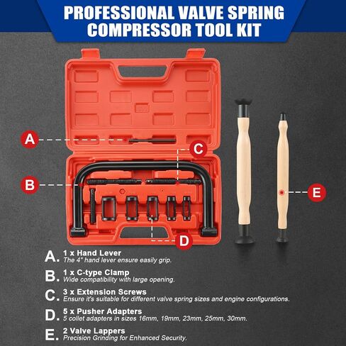 Valve Spring Compressor C Clamp Service Kit with 2 Valve Lappers, Auto Compression C-Clamp Tool Service Kit for ATV, Car, Motorcycle,Small Engine Vehicle Equipment (Blue) in Saudi Arabia