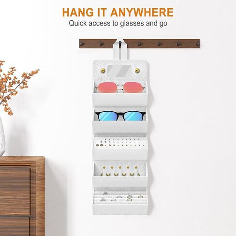 Travel Case for Sunlgasses and Jewelry, Foldable Jewelry Case Eye Glasses Organizer, Hanging Loop, Interior Mirror in Saudi Arabia