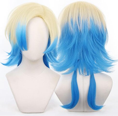 شخصية Cosplay شعر مستعار للأنيمي الزرقاء الزرقاء الزرقاء القصيرة للجنسين الأزياء الشخصيات شخصيات معرض عيد الميلاد هالوين in Kuwait