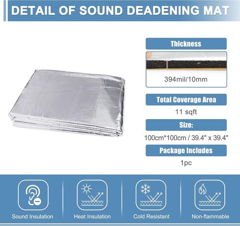 ACROPIX 394mil 10mm 16sqft Universal Sound Deadener Mat 59.8" x 39.4" Closed Cell Foam Heat Shield Material for Car Boat Hood Engine Black - Pack of 1 in Saudi Arabia